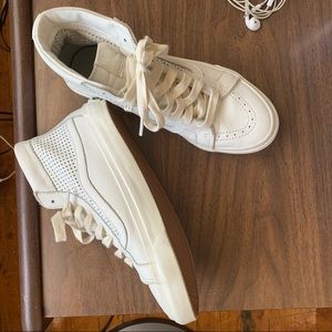 Slim Sk8-Hi High Top Perforated White Leather